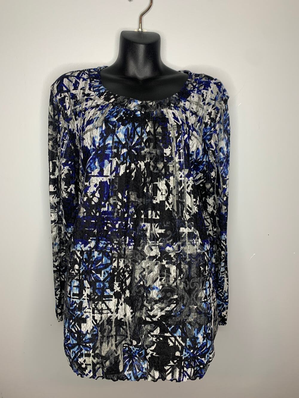 CJ Banks Women's 1x Long Sleeve Blouse Black, Blue, Gray White